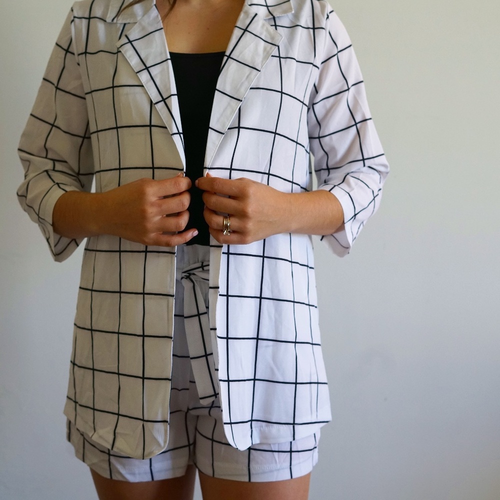Windowpane Two-Piece Set (with ribbon)